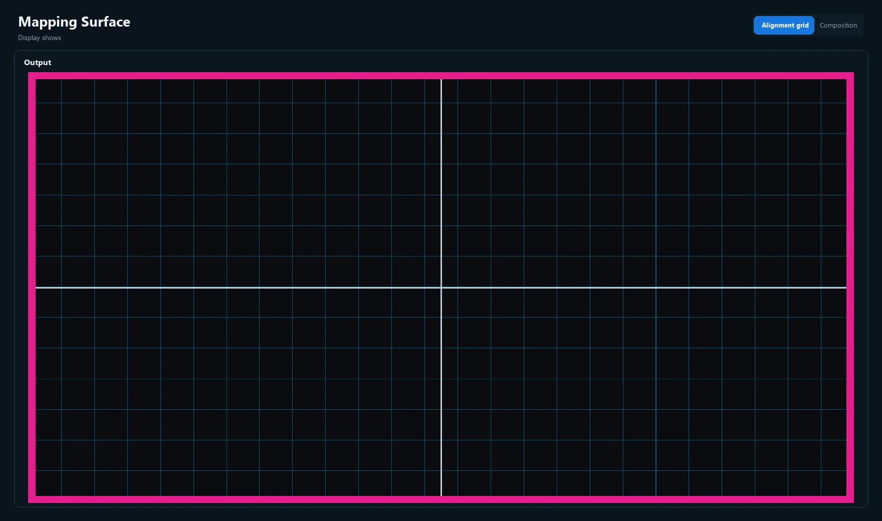 The alignment grid: a fine grid with a centre cross and a bright border