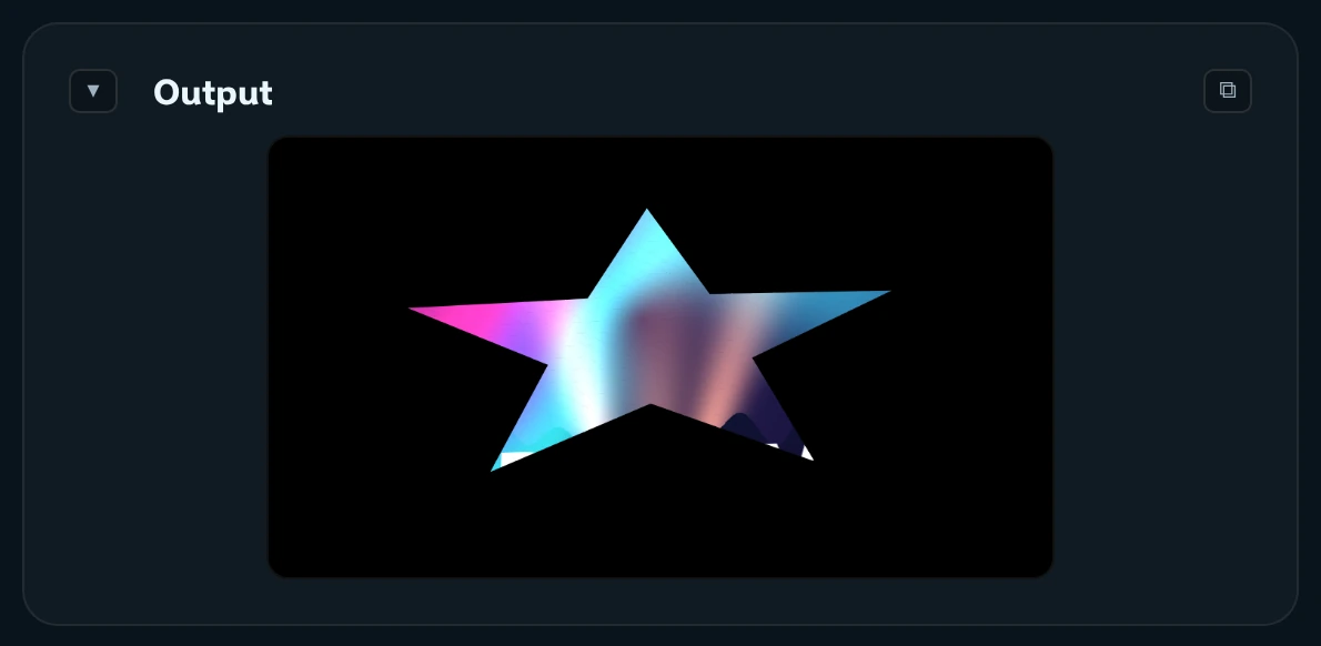 The Output preview showing the picture cut to a star shape