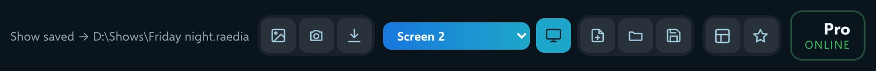 The top bar with Screen 2 chosen in the list beside the monitor button