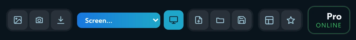 The top bar buttons